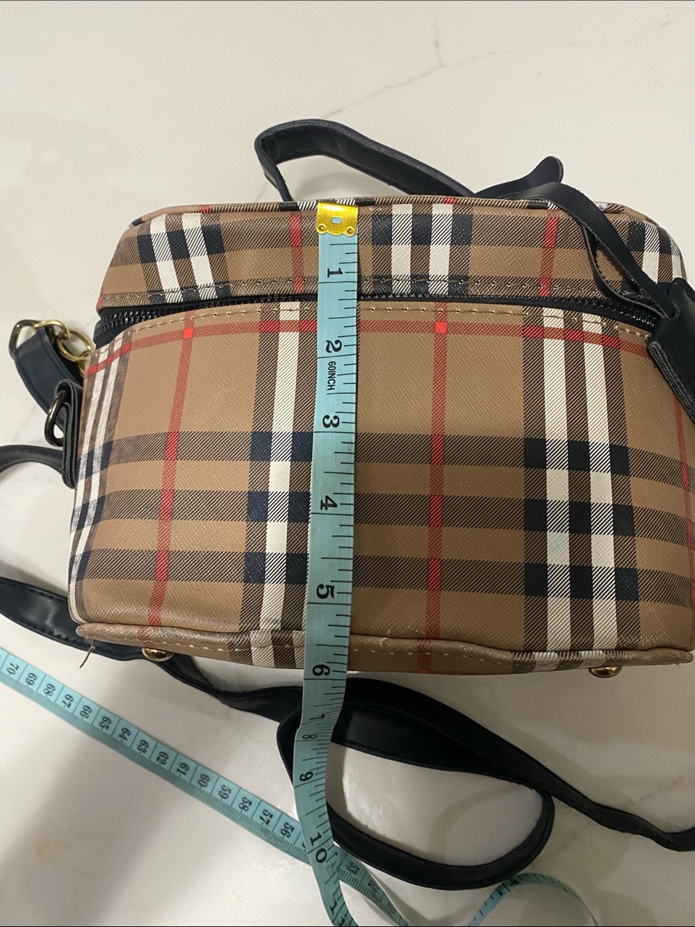Plaid Crossbody Vanity Bag - Brown - Picture 9 of 9
